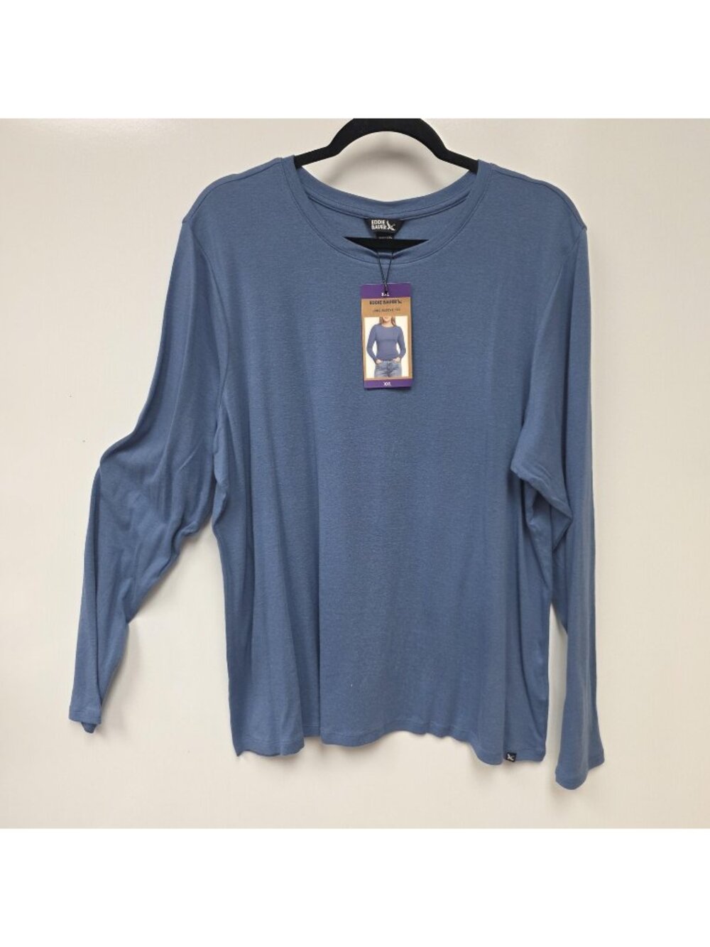 Eddie Bauer T-Shirt Womens 2XL Blue Long Sleeve Crew Neck Stretch Tee Top